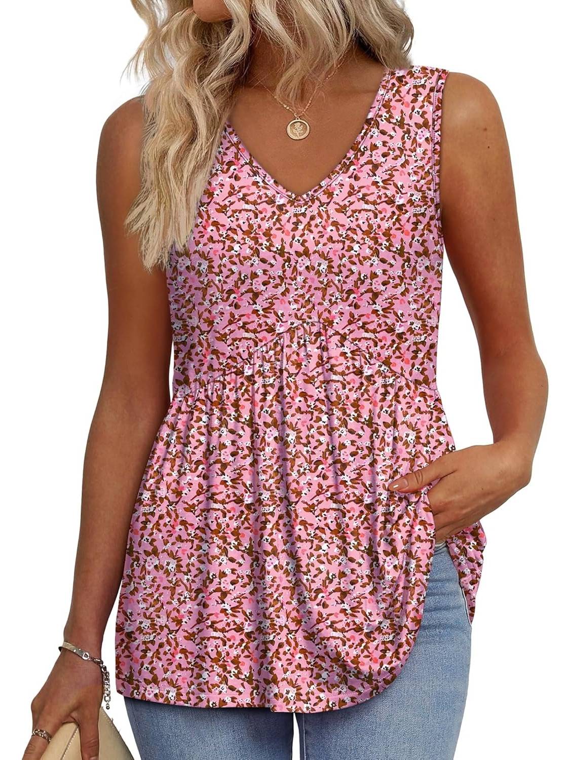 ✨Women Dressy Sleeveless V Neck Babydoll Tank Tops