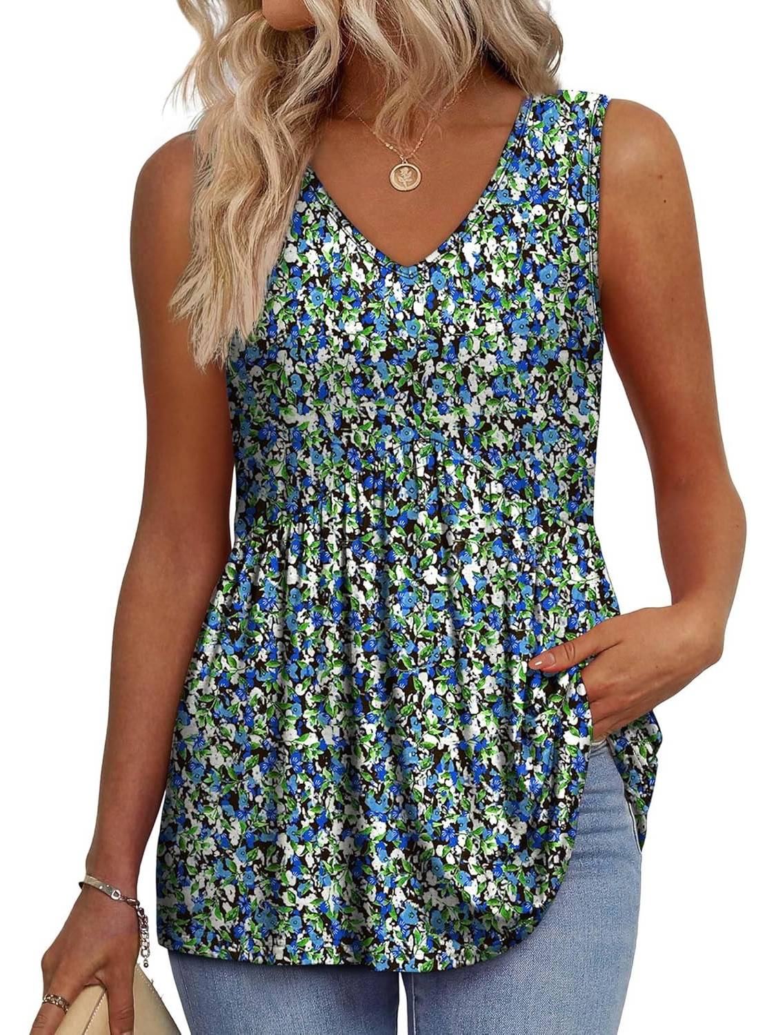 ✨Women Dressy Sleeveless V Neck Babydoll Tank Tops