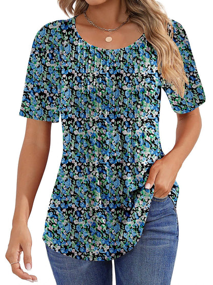 Limited time sale🔥Women Summer Pleated Short Sleeve Tunic Blouses Tops