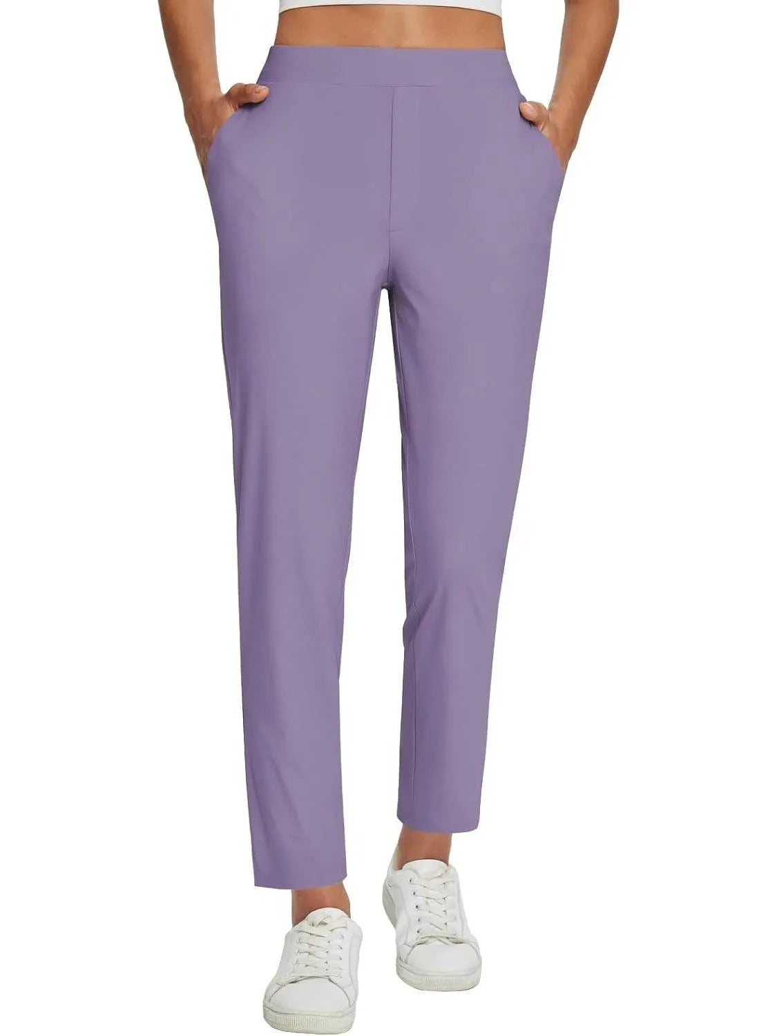 Women's Travel Pants Lightweight Anklle Dresss Pants With Zipper Pockets Summer UPF50