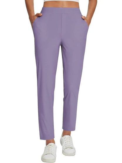 Women's Travel Pants Lightweight Anklle Dresss Pants With Zipper Pockets Summer UPF50