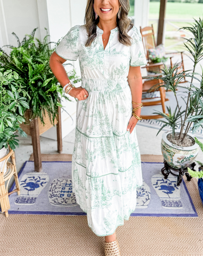 Tiktok Hot Sale Women's Classic Charm Toile Maxi Dress