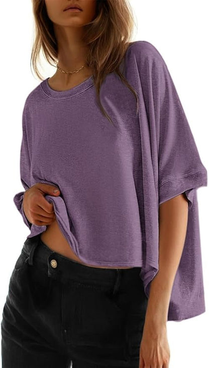 2026 Women's Solid Color Loose Oversized Basic T-Shirt