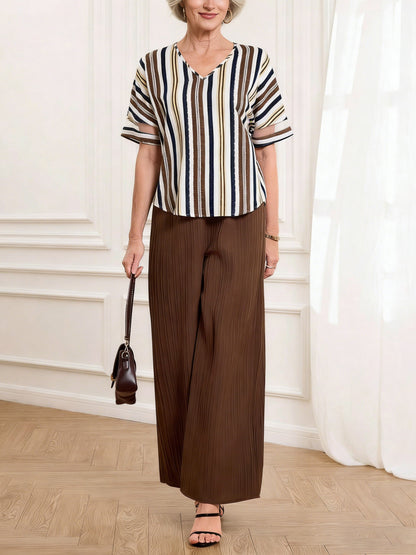 Casual V-Neck Two-Piece Set (3 Print Options)