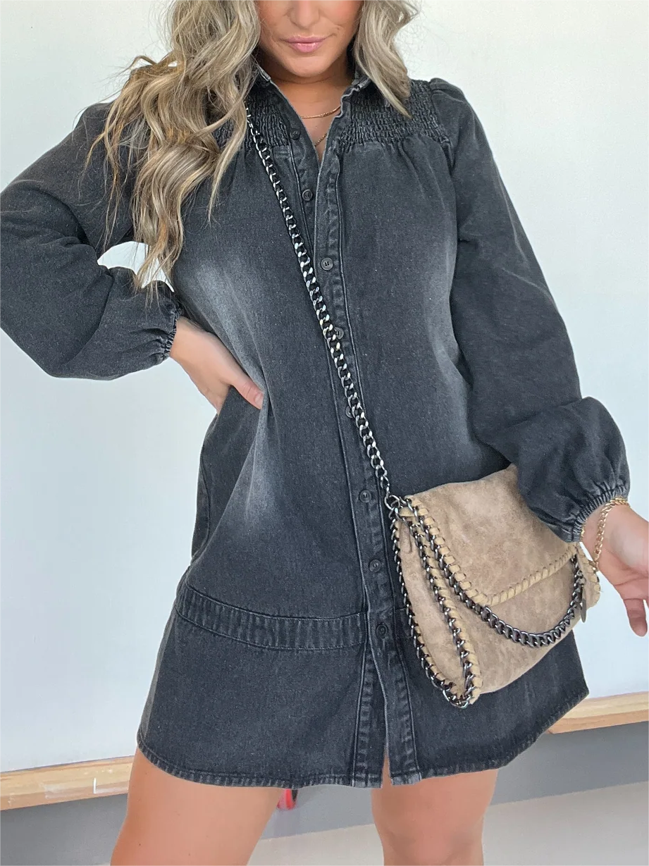 2023 New Washed Denim Shirt Dress (Buy 2 Free Shipping)