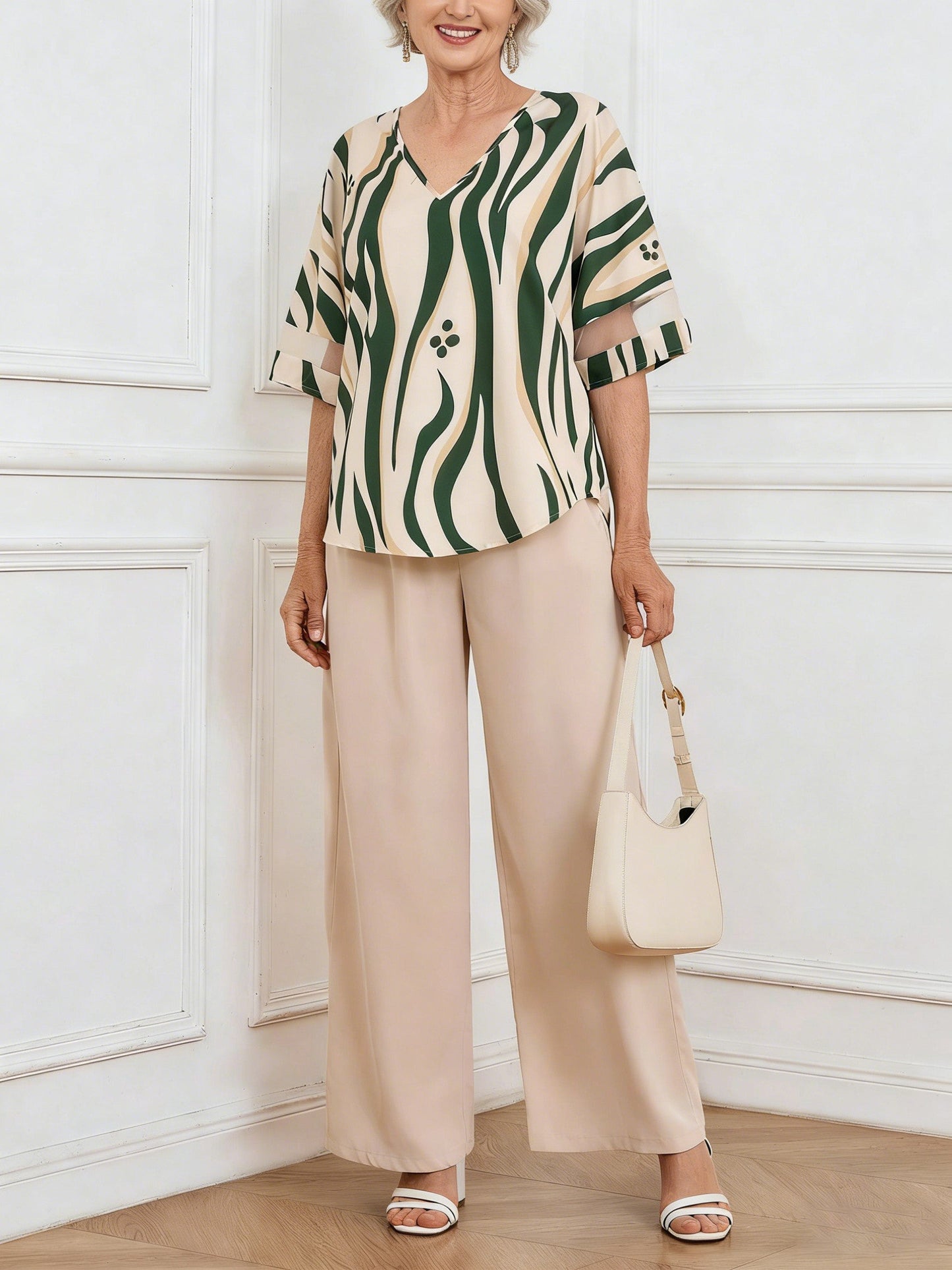 Casual V-Neck Two-Piece Set (3 Print Options)