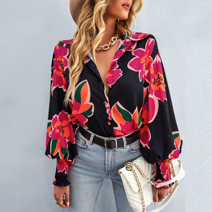 2023 New Ladies Long Sleeve Printed Shirt