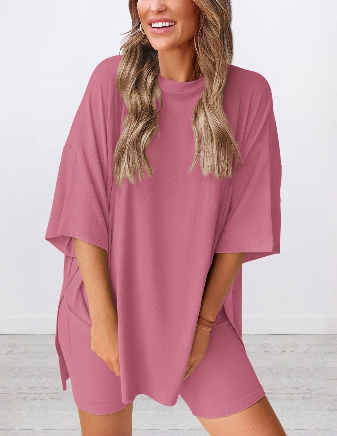 Limited time sale🔥Women's Oversized Casual T-Shirt Shorts Suit Stretch Two-Piece Set