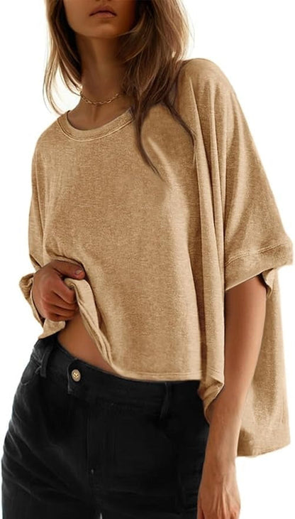 2026 Women's Solid Color Loose Oversized Basic T-Shirt