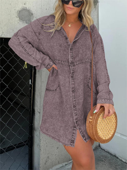 Women's Washed Oversized Shirt Dress (Buy 2 Free Shipping)