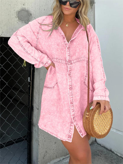 2023 Hot Sale Women's Washed Oversized Shirt Dress (Buy 2 Free Shipping)