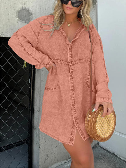 2023 Hot Sale Women's Washed Oversized Shirt Dress (Buy 2 Free Shipping)