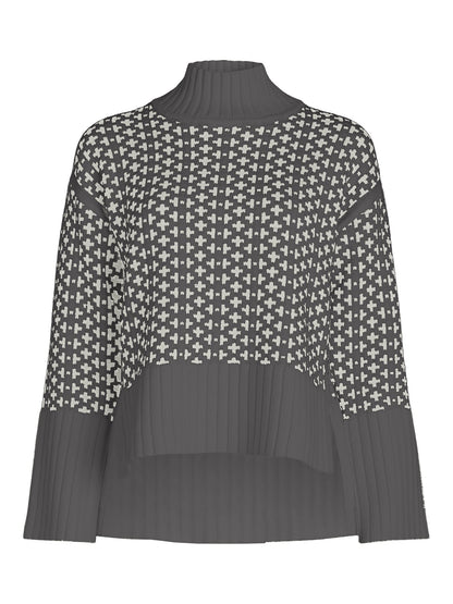 Women's Ribbed Stand Neck Sweater