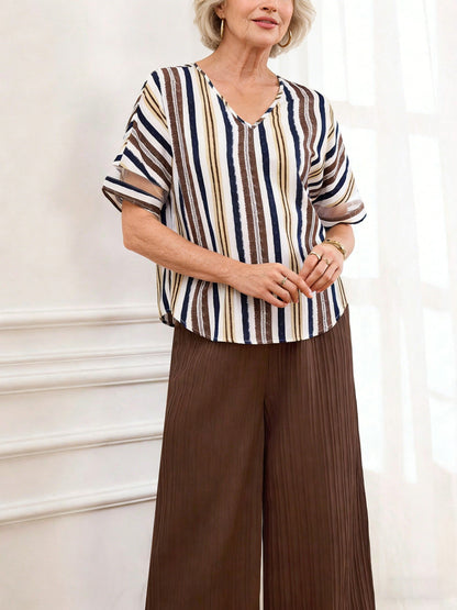 Casual V-Neck Two-Piece Set (3 Print Options)