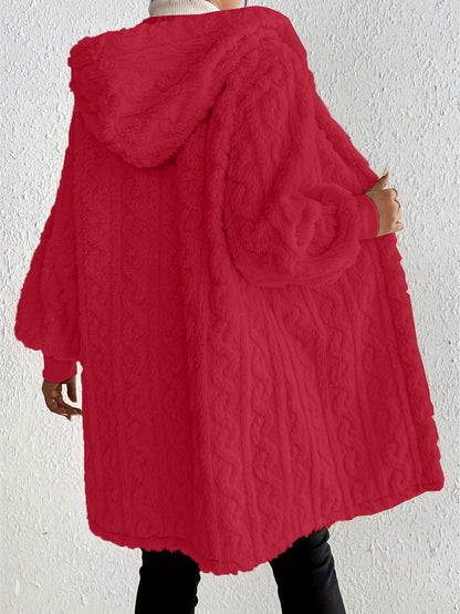 HOT SALE🔥Women's Plush Fleece Soft Midi-Length Jacket with Pockets