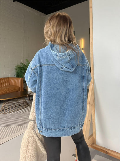 Hot Sale 2024 New Denim Hooded Sweatshirt with Front Pockets (Buy 2 Free Shipping)