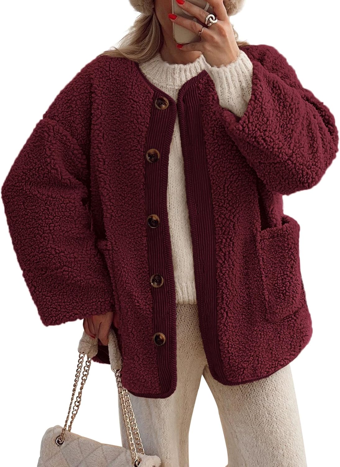 Women's Button Sherpa Jacket