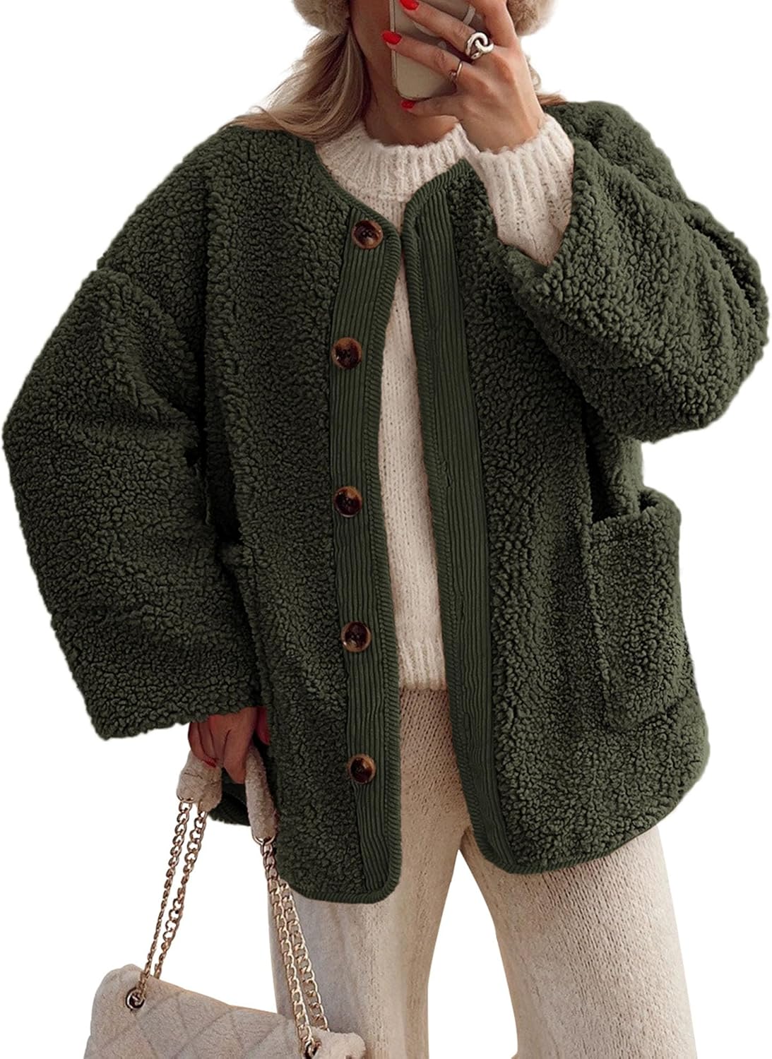 Women's Button Sherpa Jacket