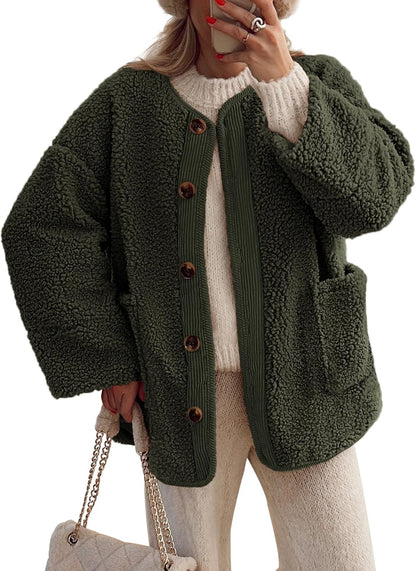Women's Button Sherpa Jacket
