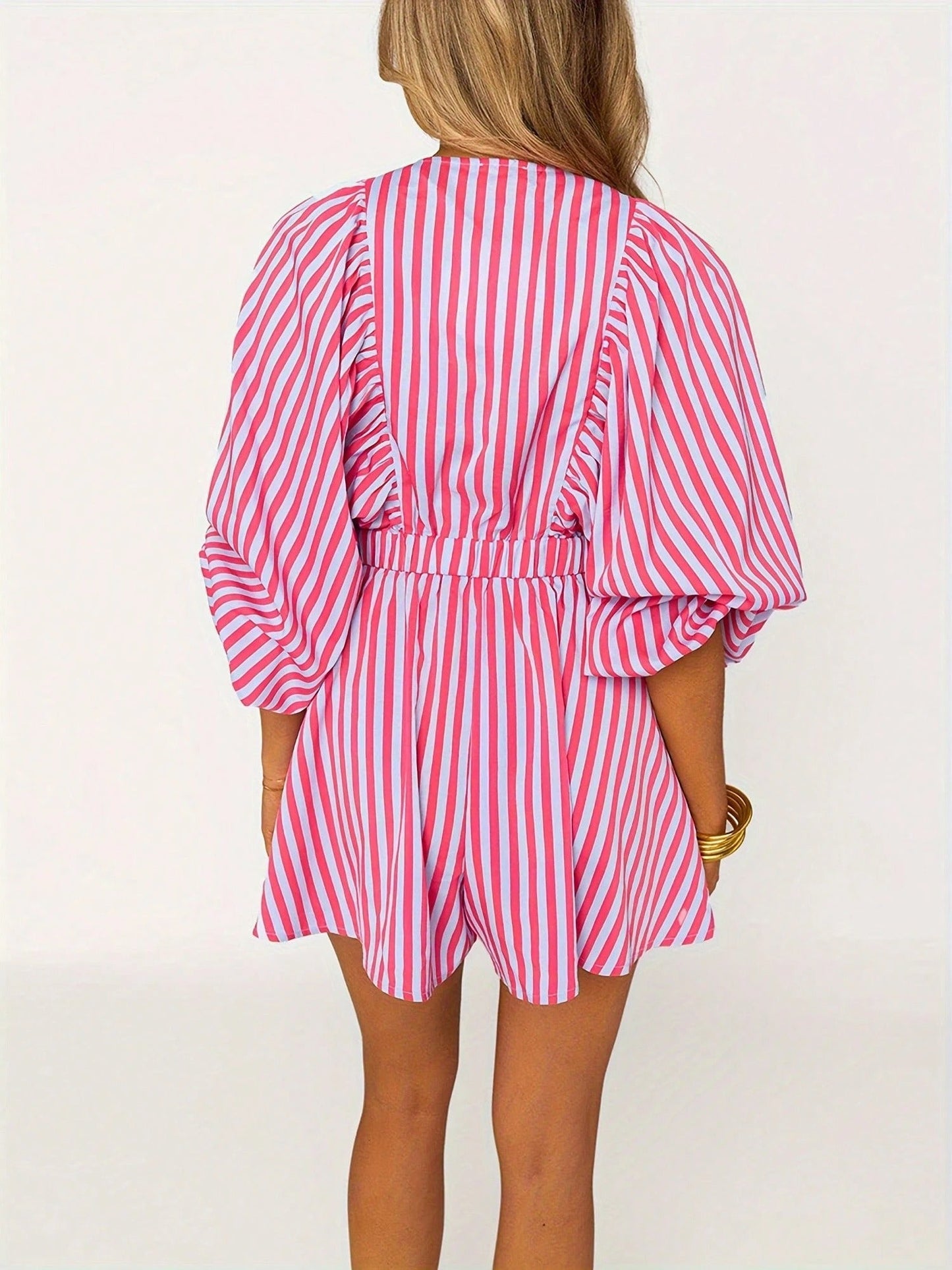 ✨Women's Casual Deep V Neck Puff Sleeve Jumpsuit Oversized Overalls