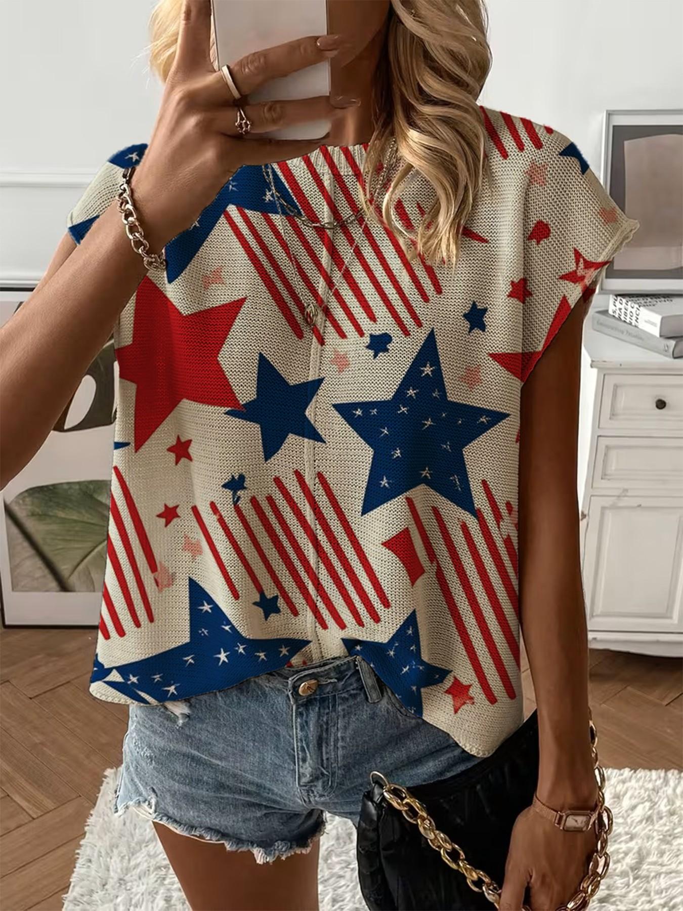 Women's Print Drop-Shoulder Knit Top