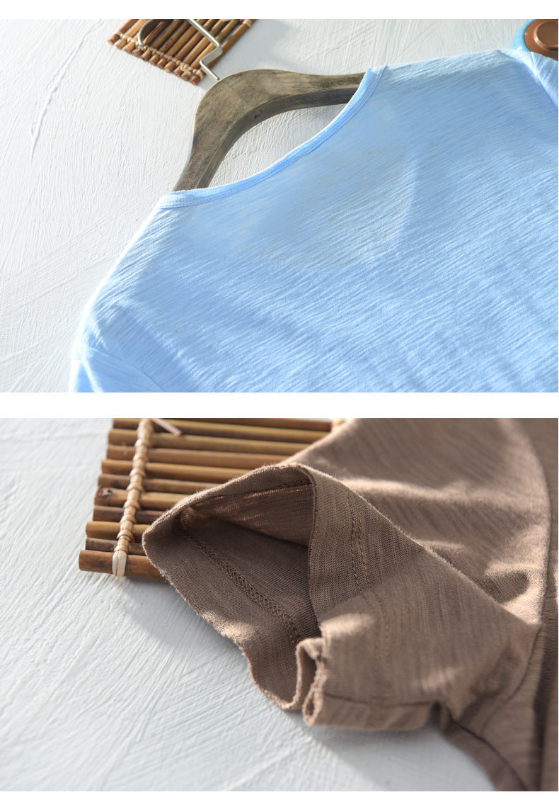 Breathable Solid Color Short Sleeves