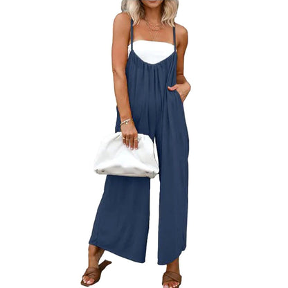 Women's Casual Loose Sleeveless Jumpsuits Spaghetti Straps with Pockets(BUY 2 FREE SHIPPING)
