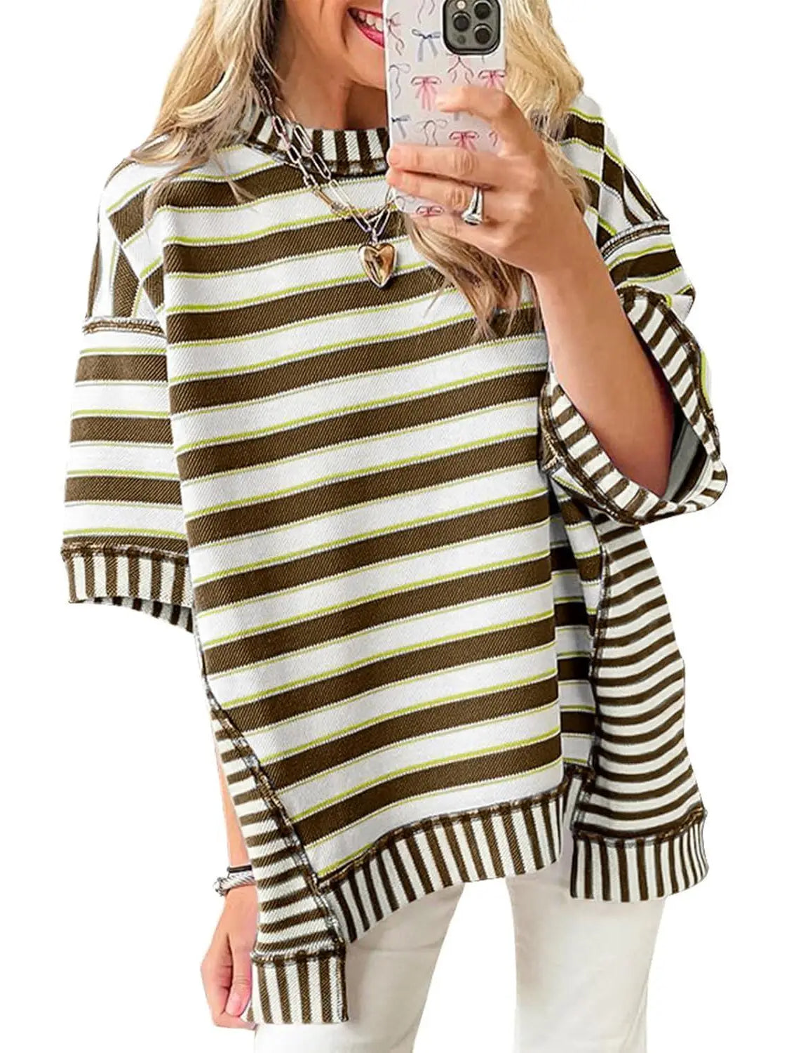 Women's Mixed Stripes Oversized T-shirt
