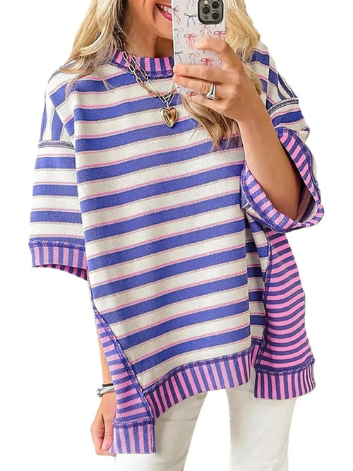 Women's Mixed Stripes Oversized T-shirt