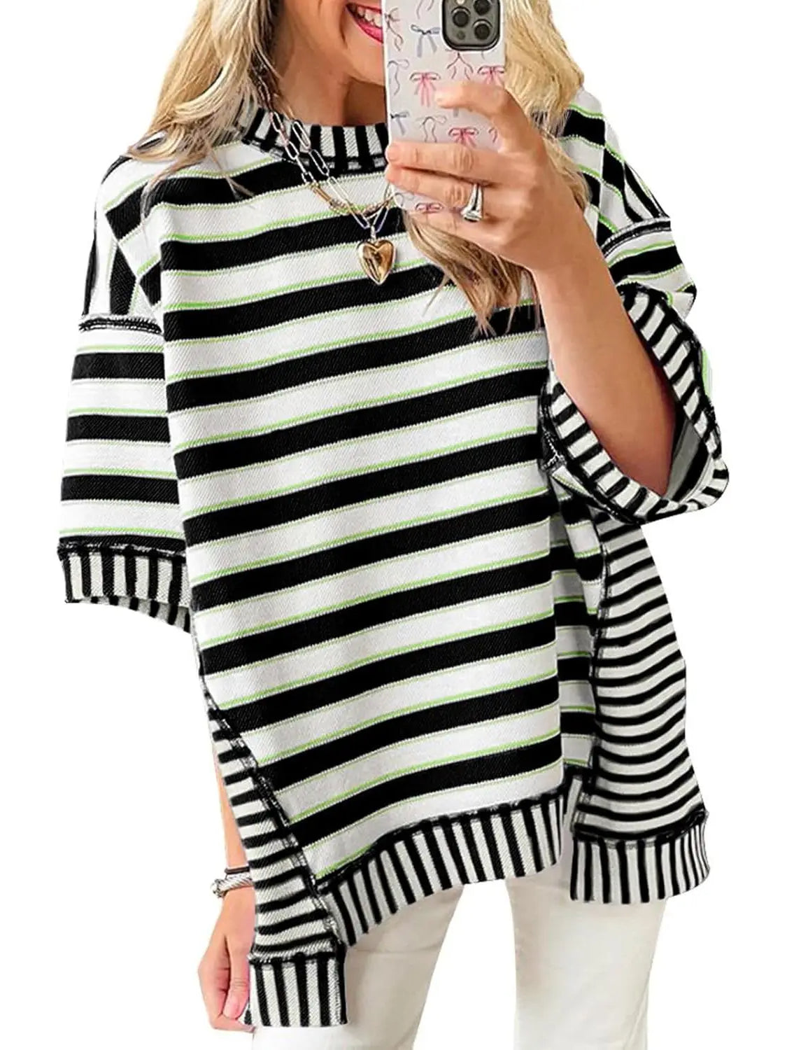 Women's Mixed Stripes Oversized T-shirt