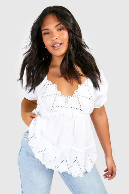 SUMMER SALE 50% OFF🔥PLUS BRODERIE ANGLAISE SMOCK TOP