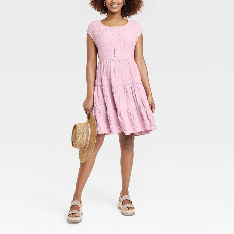 Women's Short Sleeve A-Line Dress