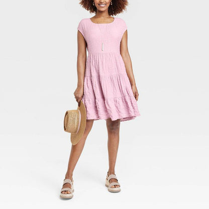 Women's Short Sleeve A-Line Dress