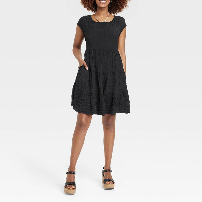 Women's Short Sleeve A-Line Dress