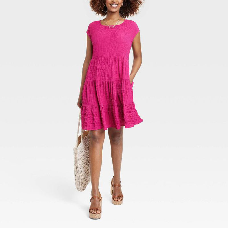 Women's Short Sleeve A-Line Dress