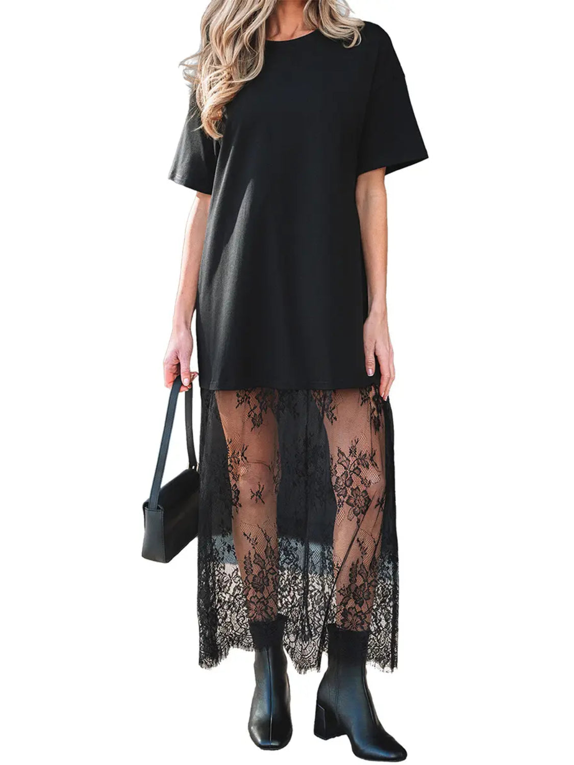 Limited time sale🔥Women's Patchwork Short Sleeve T Shirt Loose Maxi Dress