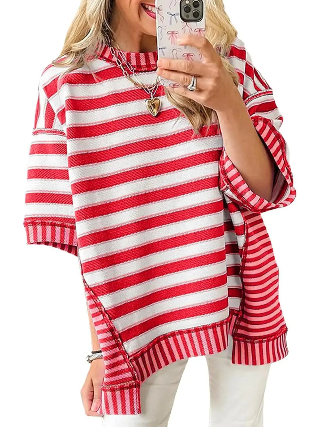 Women's Mixed Stripes Oversized T-shirt