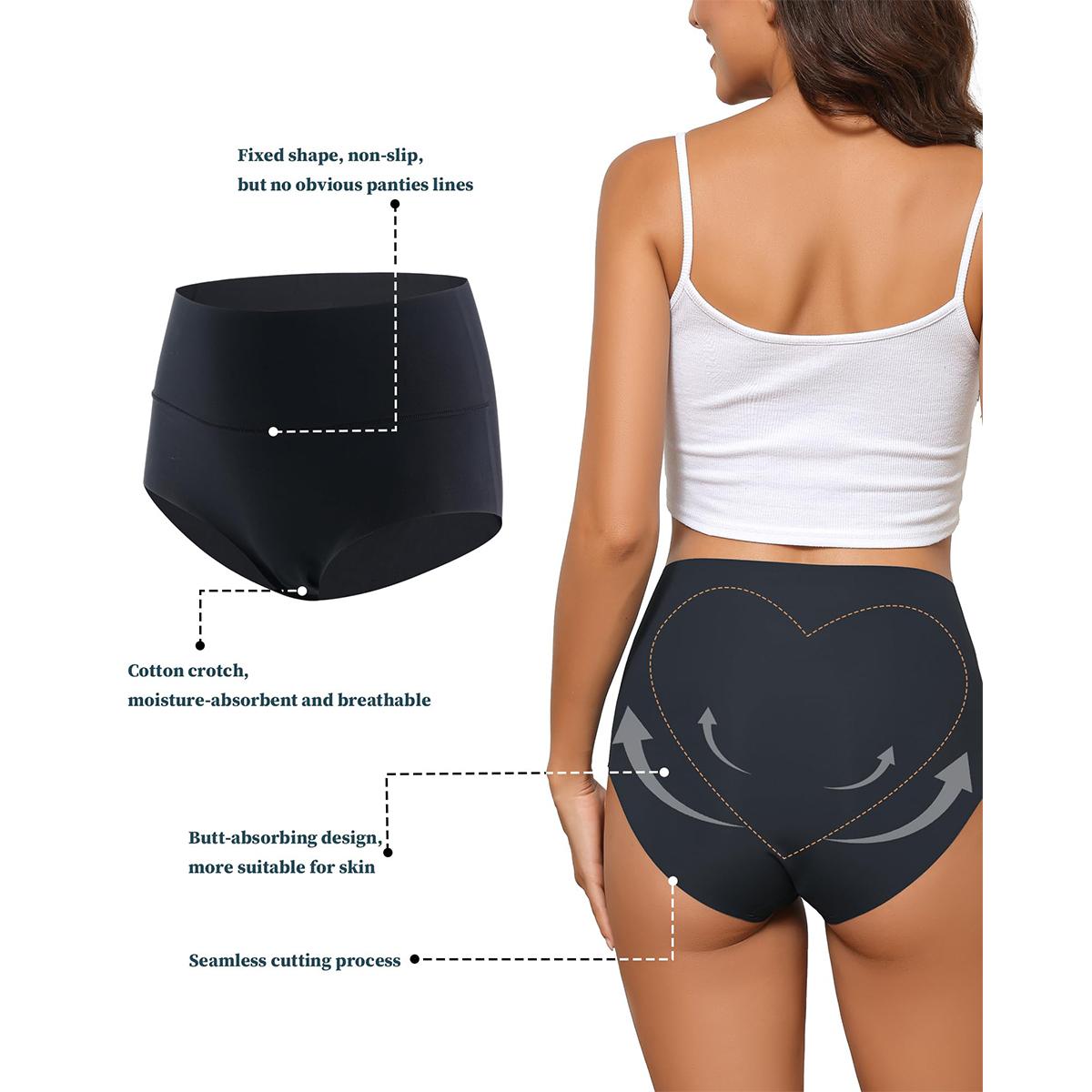 Women's Seamless High Waisted Underwear 6-Pack, Full Coverage No-Show Briefs