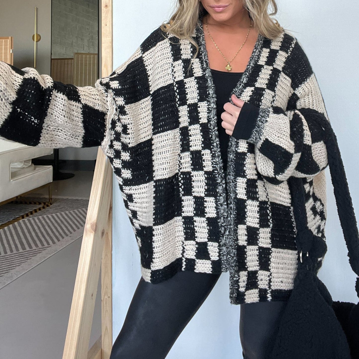 Checkered  Oversized Cardigan (Buy 2 Free Shipping)