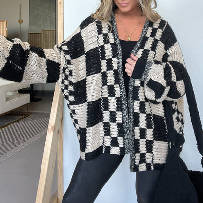 Checkered  Oversized Cardigan (Buy 2 Free Shipping)