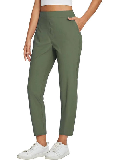 Women's Travel Pants Lightweight Anklle Dresss Pants With Zipper Pockets Summer UPF50