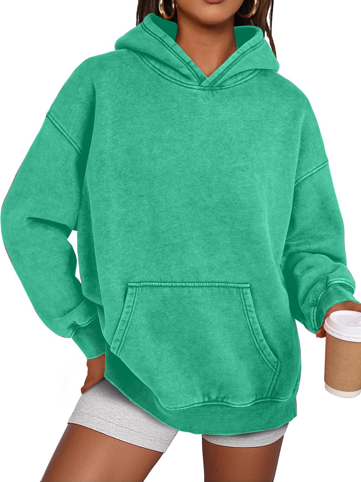 Unisex Casual Oversized Acid Wash Tops Hoodie Pullover