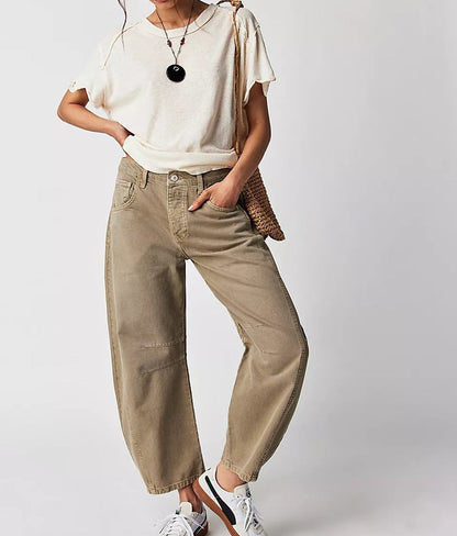 Hot Sale ✨High Stretch Mid-Rise Barrel Jeans Fashion Wide Leg Shape (BUY 2 Free Shipping)