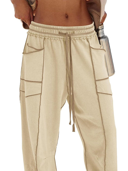 Limited time sale🔥Women's Casual Drawstring Wide Leg Sweatpants Baggy Barrel Pants