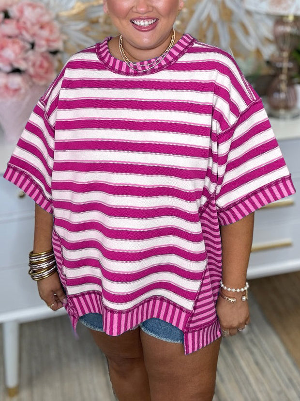 Women's Mixed Stripes Oversized T-shirt