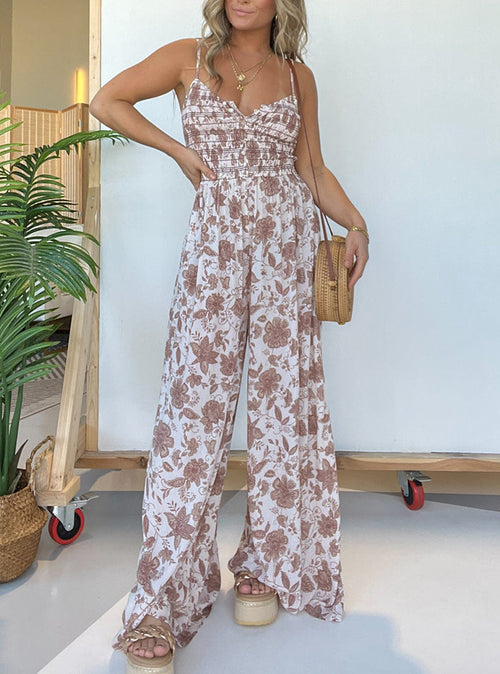 Floral Wide Leg Jumpsuit (Buy 2 Free Shipping)