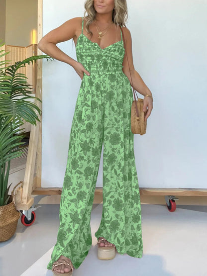 Floral Wide Leg Jumpsuit (Buy 2 Free Shipping)
