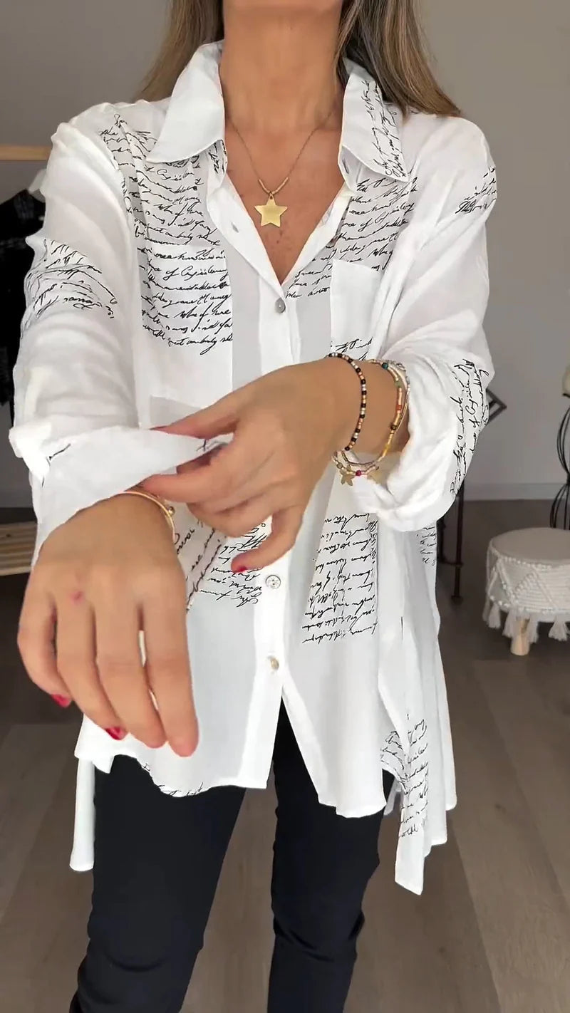 2024 Letter Print Fashion Lapel Shirt(Buy 2 Free Shipping)