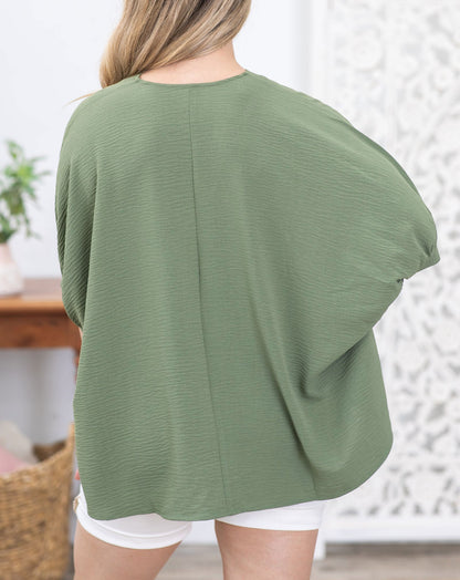 Puff Sleeve Woven Top (Buy 2 Free Shipping)