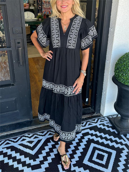 Tiktok Hot Sale Women's V-Neck Boho Maxi Dress (Buy 2 Free Shipping)